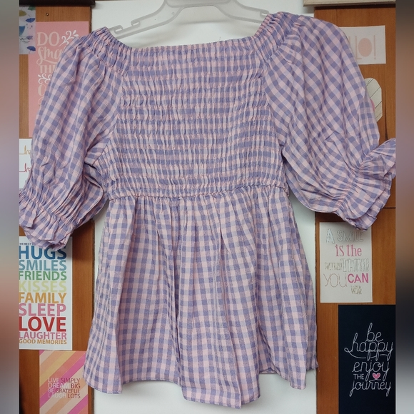 NWT Davi & Dani size small checkered smock top - Picture 5 of 5
